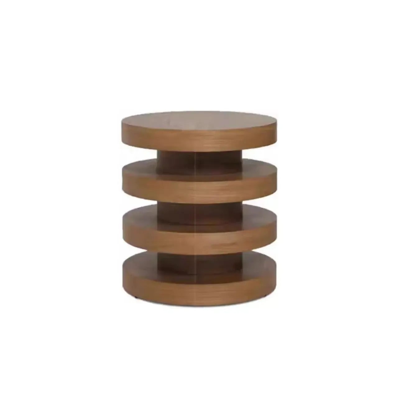Table d'appoint ronde en bois noir empilé pour salon