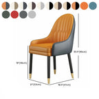 Chaise de salle à manger en similicuir, color block, accoudoirs inclinés et pieds en métal