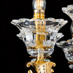 Lustre suspendu en cristal doré pour salon avec éclairage indirect et candélabre