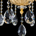 Lustre suspendu en cristal doré pour salon avec éclairage indirect et candélabre