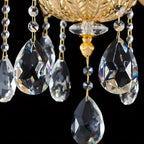 Lustre suspendu en cristal doré pour salon avec éclairage indirect et candélabre