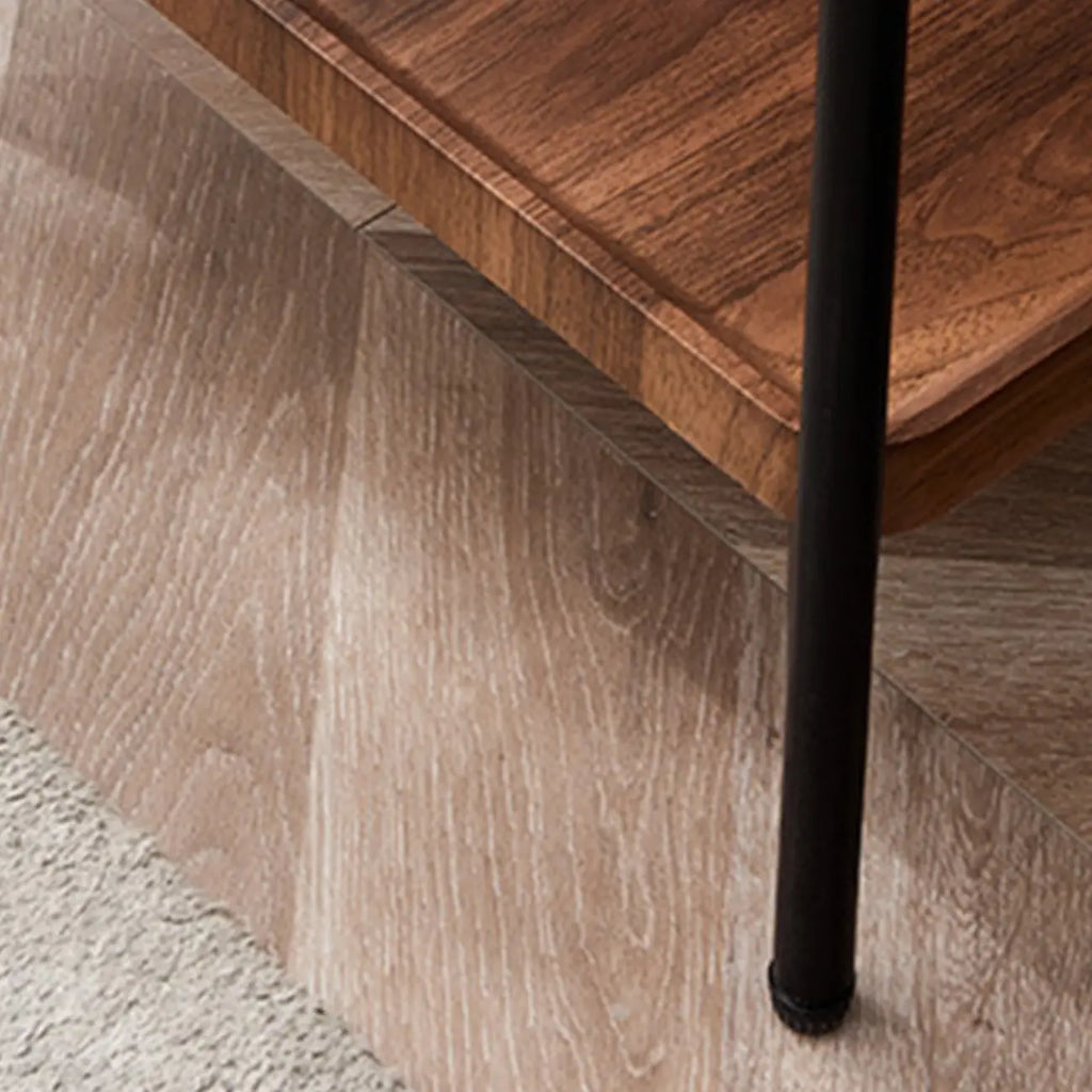 Table d'appoint glamour à 2 niveaux en bois massif avec rangement pour salon