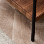 Table d'appoint glamour à 2 niveaux en bois massif avec rangement pour salon