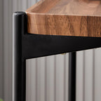 Table d'appoint glamour à 2 niveaux en bois massif avec rangement pour salon