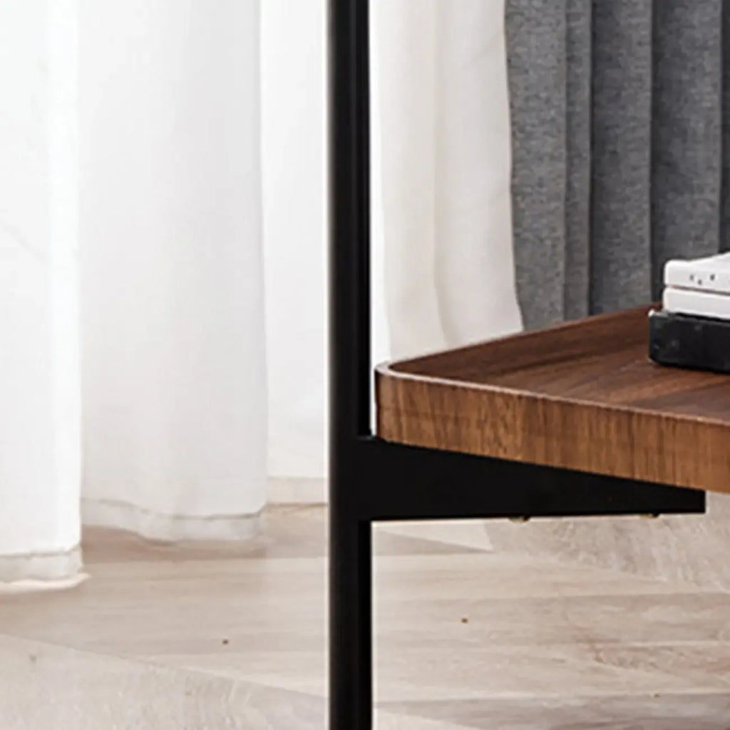 Table d'appoint glamour à 2 niveaux en bois massif avec rangement pour salon