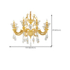 Lustre suspendu en cristal doré pour salon avec éclairage indirect et candélabre
