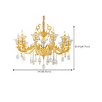 Lustre suspendu en cristal doré pour salon avec éclairage indirect et candélabre