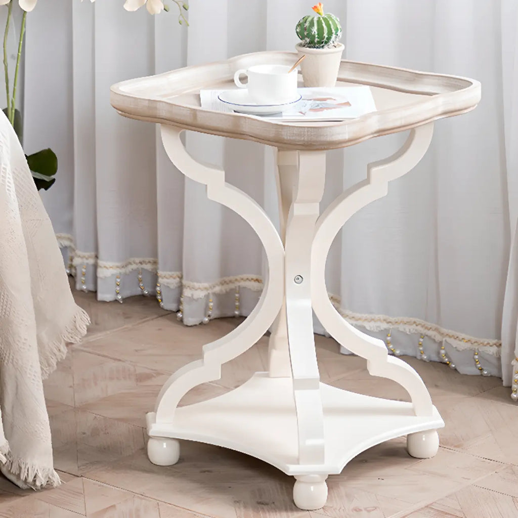 Table d'appoint glamour en bois blanc avec plateau pour chambre à coucher