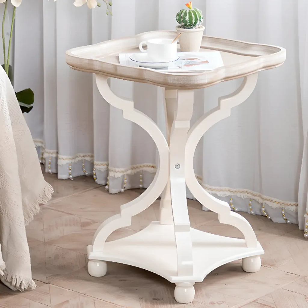 Table d'appoint glamour en bois blanc avec plateau pour chambre à coucher