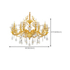 Lustre suspendu en cristal doré pour salon avec éclairage indirect et candélabre