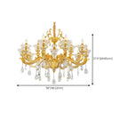 Lustre suspendu en cristal doré pour salon avec éclairage indirect et candélabre