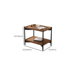 Table d'appoint glamour à 2 niveaux en bois massif avec rangement pour salon