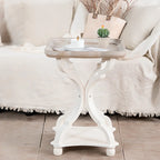 Table d'appoint glamour en bois blanc avec plateau pour chambre à coucher