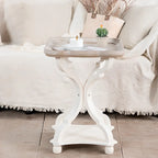 Table d'appoint glamour en bois blanc avec plateau pour chambre à coucher