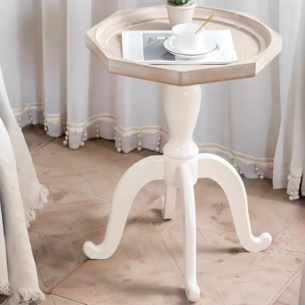 Table d'appoint glamour en bois blanc avec plateau pour chambre à coucher