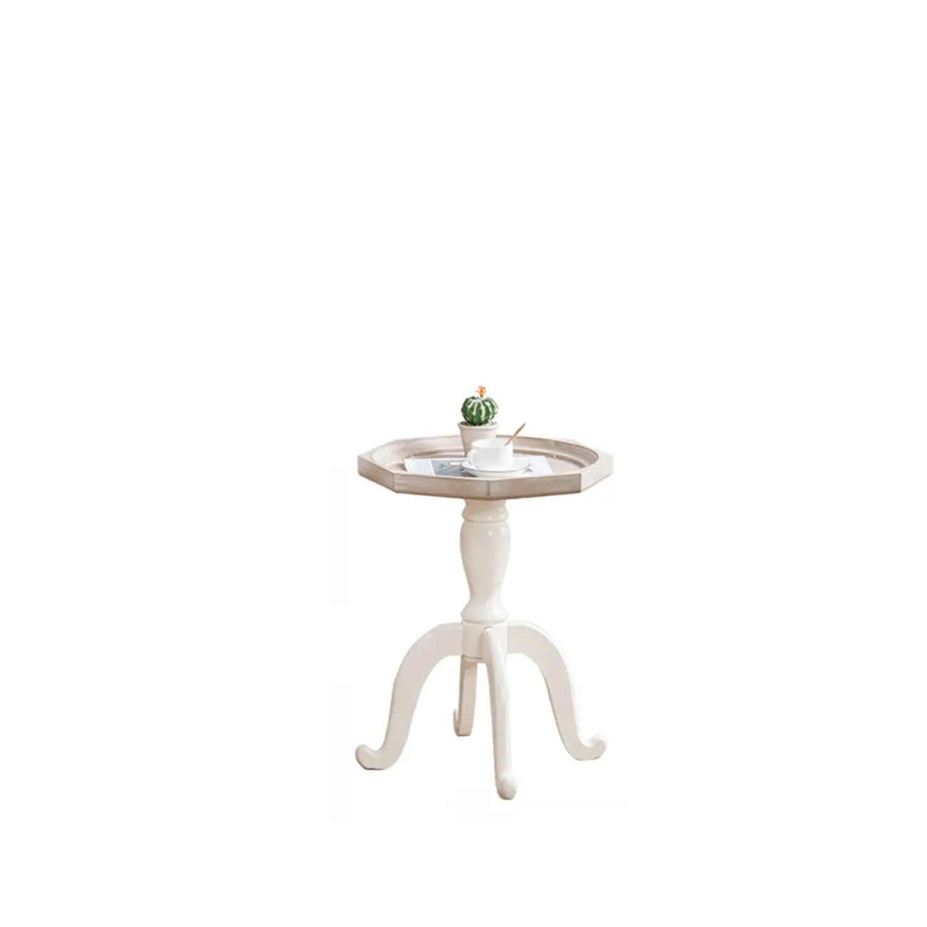Table d'appoint glamour en bois blanc avec plateau pour chambre à coucher
