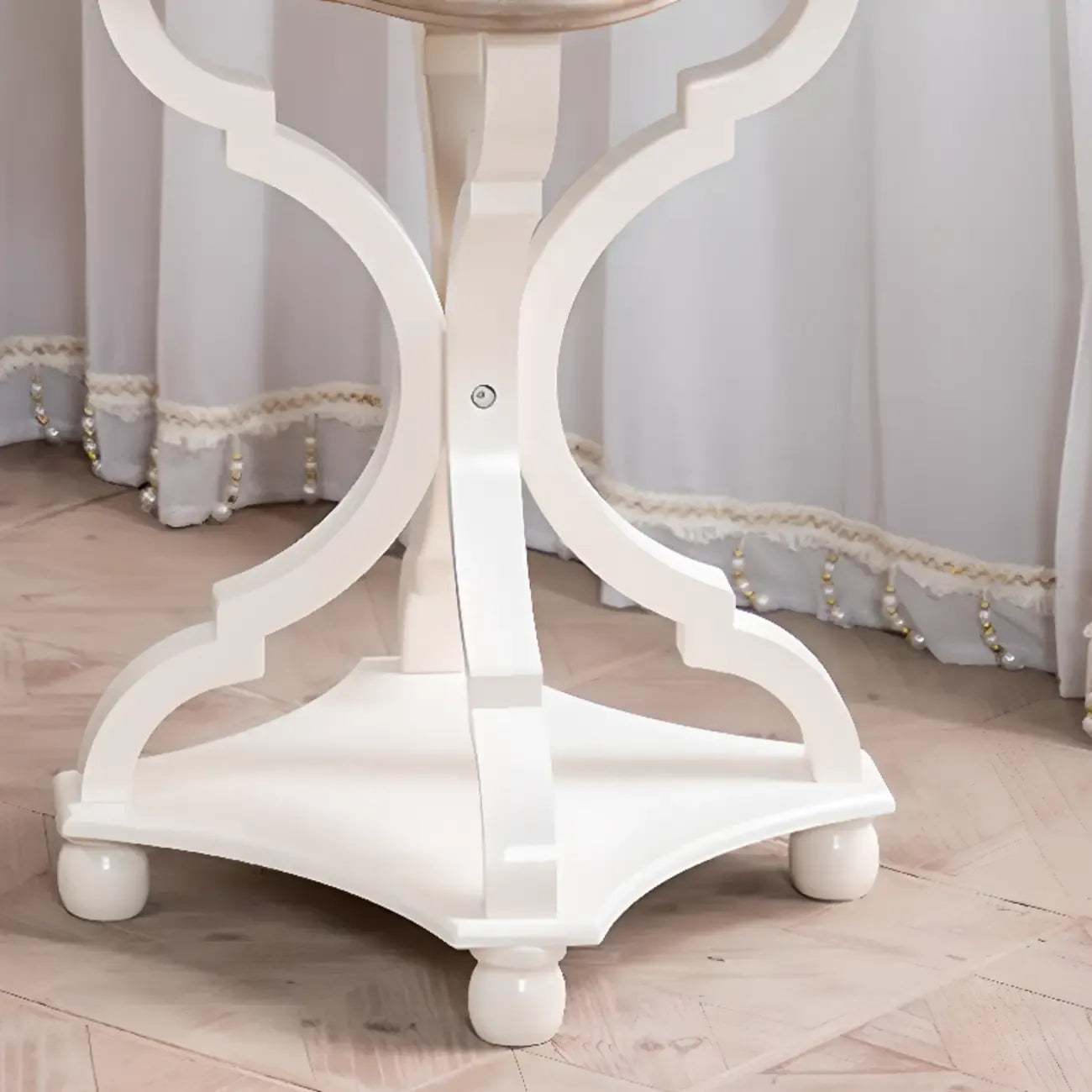 Table d'appoint glamour en bois blanc avec plateau pour chambre à coucher