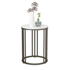 Table d'appoint ronde moderne en métal doré à 2 niveaux pour salon
