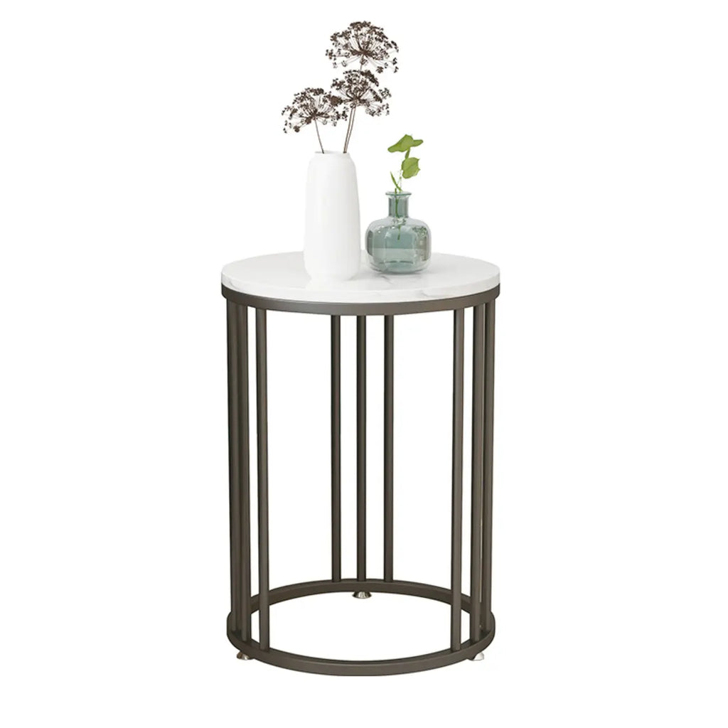 Table d'appoint ronde moderne en métal doré à 2 niveaux pour salon