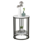Table d'appoint ronde moderne en métal doré à 2 niveaux pour salon