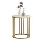 Table d'appoint ronde moderne en métal doré à 2 niveaux pour salon