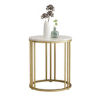 Table d'appoint ronde moderne en métal doré à 2 niveaux pour salon