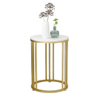 Table d'appoint ronde moderne en métal doré à 2 niveaux pour salon