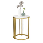 Table d'appoint ronde moderne en métal doré à 2 niveaux pour salon