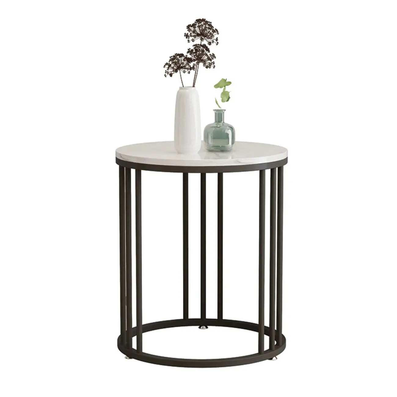 Table d'appoint ronde moderne en métal doré à 2 niveaux pour salon
