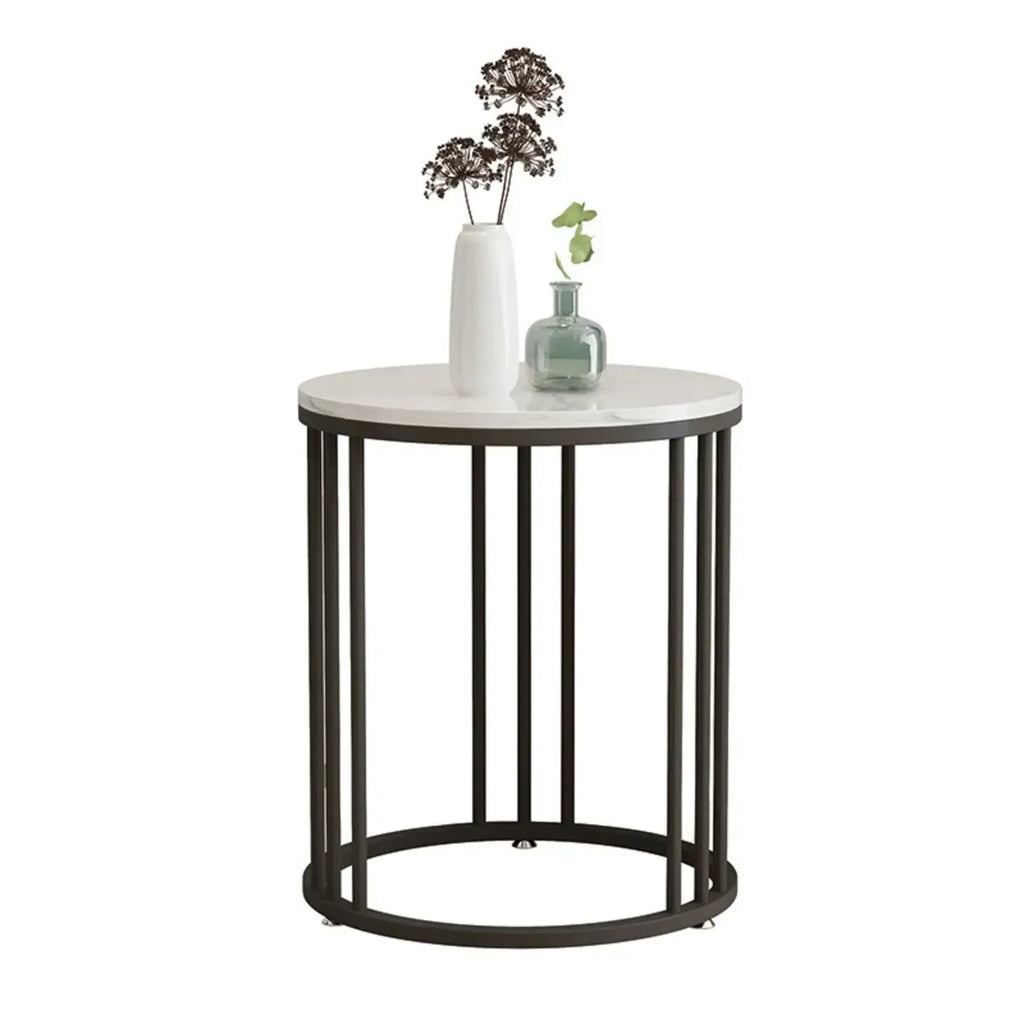 Table d'appoint ronde moderne en métal doré à 2 niveaux pour salon
