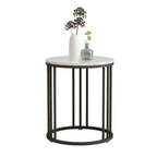 Table d'appoint ronde moderne en métal doré à 2 niveaux pour salon