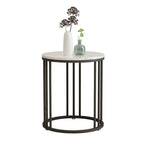 Table d'appoint ronde moderne en métal doré à 2 niveaux pour salon