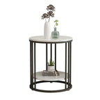 Table d'appoint ronde moderne en métal doré à 2 niveaux pour salon