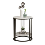 Table d'appoint ronde moderne en métal doré à 2 niveaux pour salon