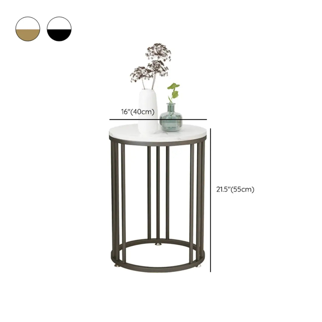 Table d'appoint ronde moderne en métal doré à 2 niveaux pour salon