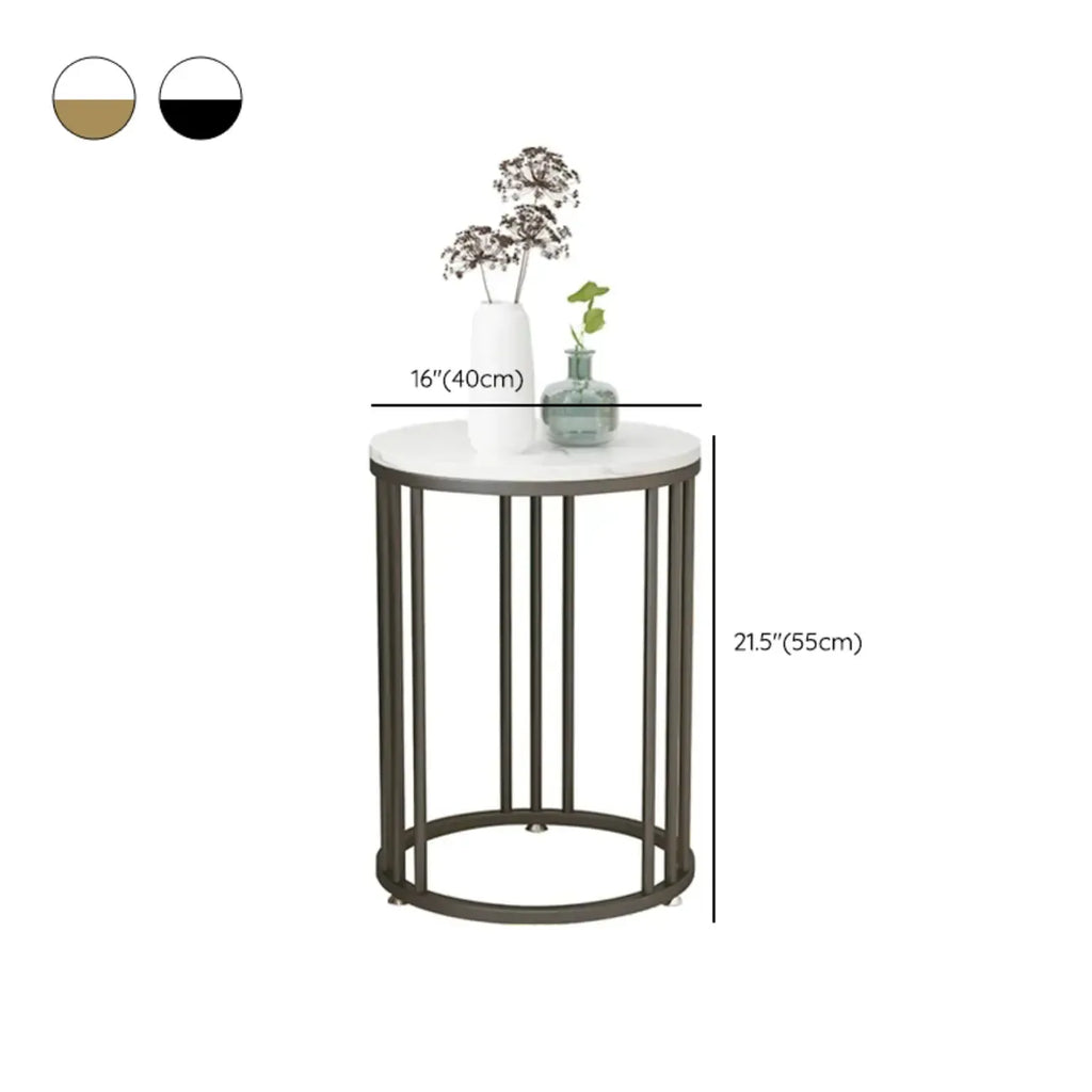 Table d'appoint ronde moderne en métal doré à 2 niveaux pour salon