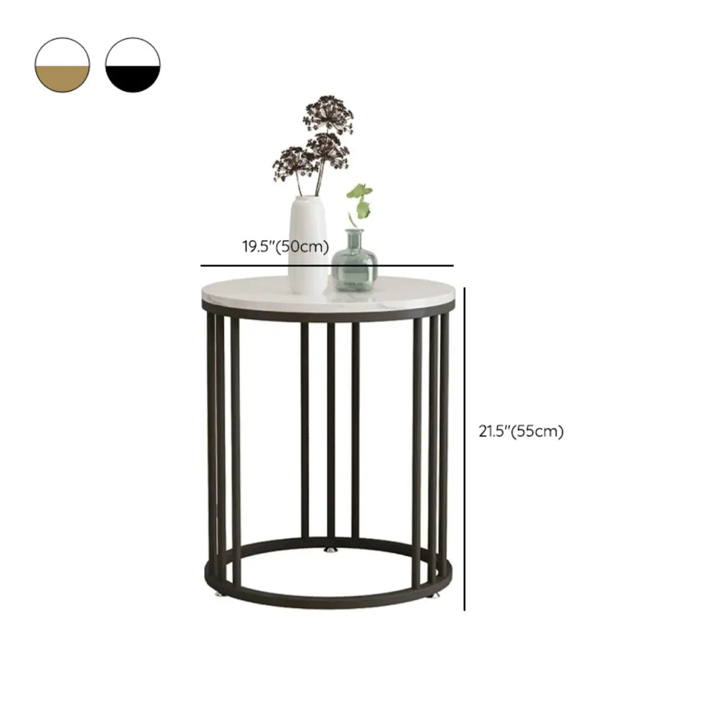 Table d'appoint ronde moderne en métal doré à 2 niveaux pour salon
