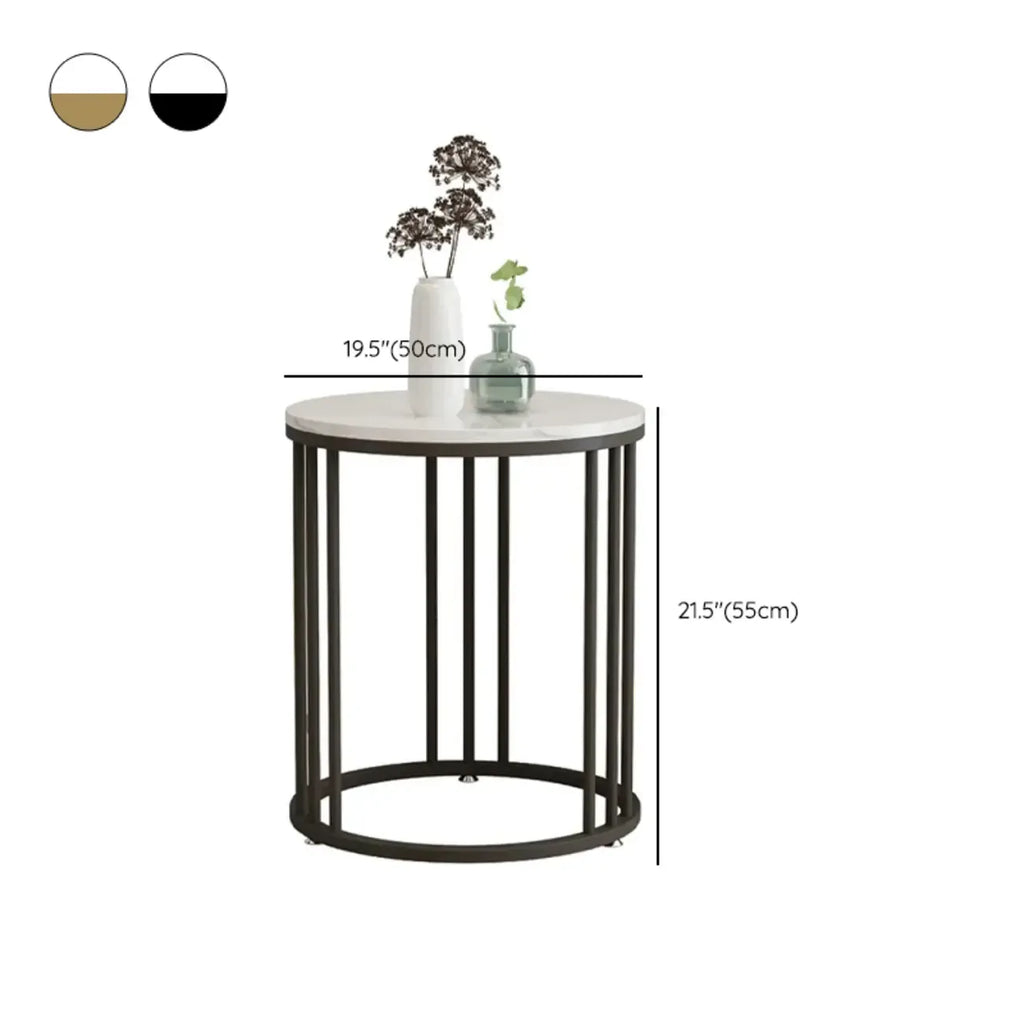 Table d'appoint ronde moderne en métal doré à 2 niveaux pour salon