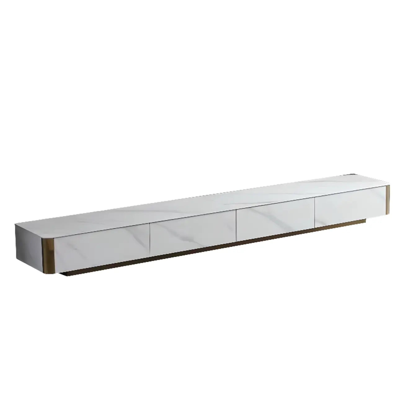 Meuble TV minimaliste en pierre blanche avec rangement pour salon