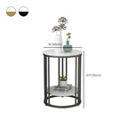 Table d'appoint ronde moderne en métal doré à 2 niveaux pour salon