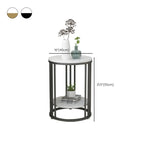 Table d'appoint ronde moderne en métal doré à 2 niveaux pour salon