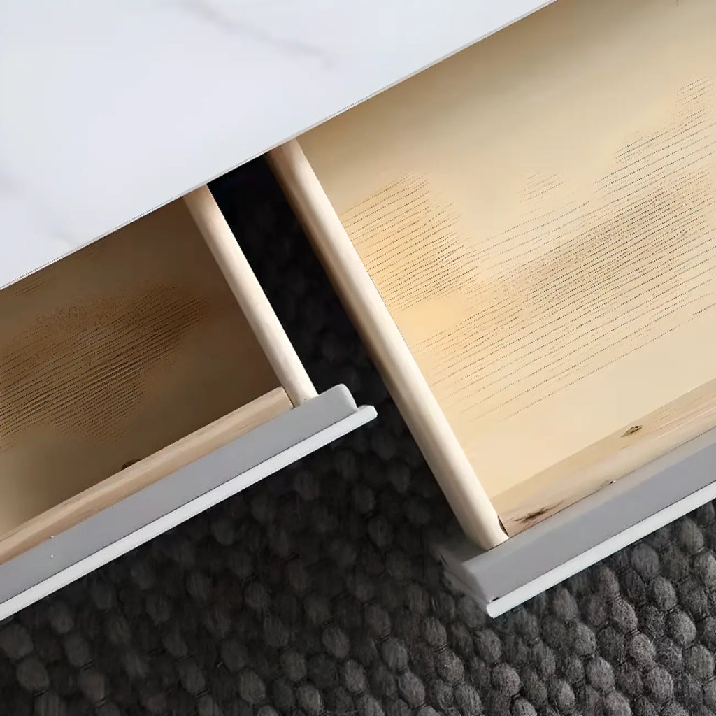 Meuble TV minimaliste en pierre blanche avec rangement pour salon