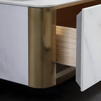 Meuble TV minimaliste en pierre blanche avec rangement pour salon