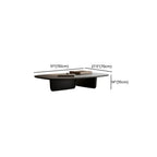 Table basse ovale moderne noire de 14 pouces avec double piétement