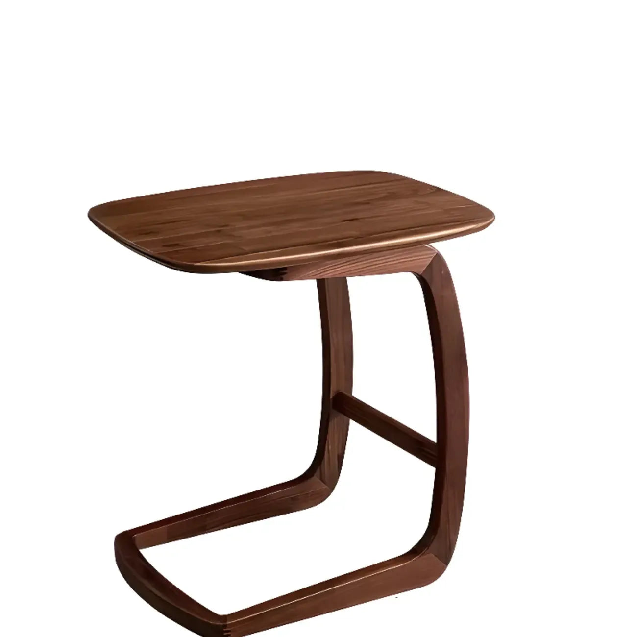 Table d'appoint élégante en bois massif en forme de C pour le salon