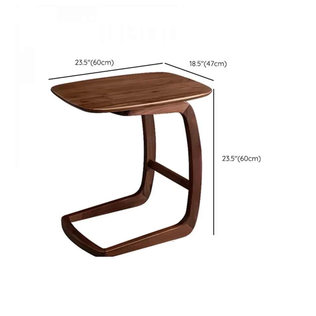 Table d'appoint élégante en bois massif en forme de C pour le salon