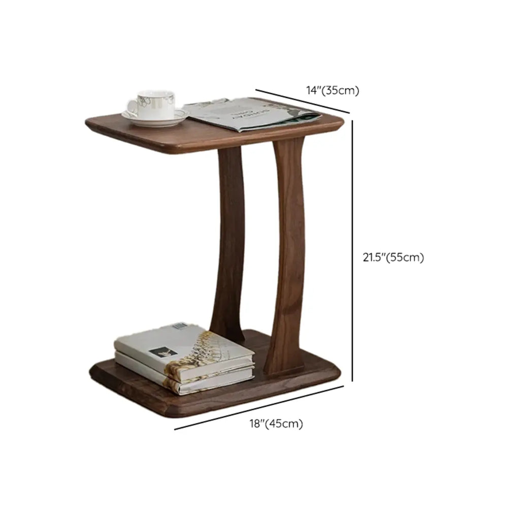 Table d'appoint élégante en bois massif en forme de C pour le salon