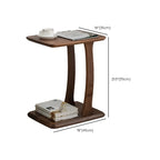 Table d'appoint élégante en bois massif en forme de C pour le salon