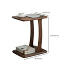 Table d'appoint élégante en bois massif en forme de C pour le salon
