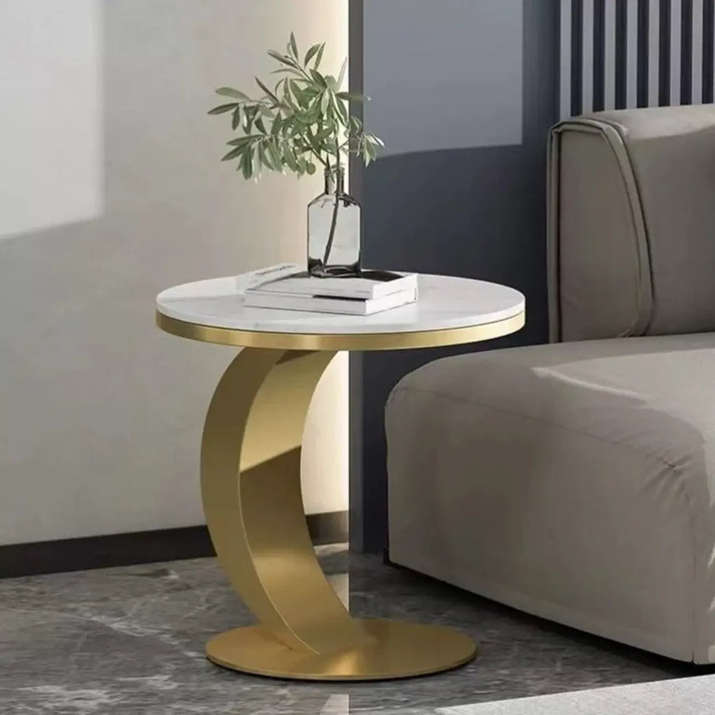 Petite table d'appoint ronde classique en métal pour salon